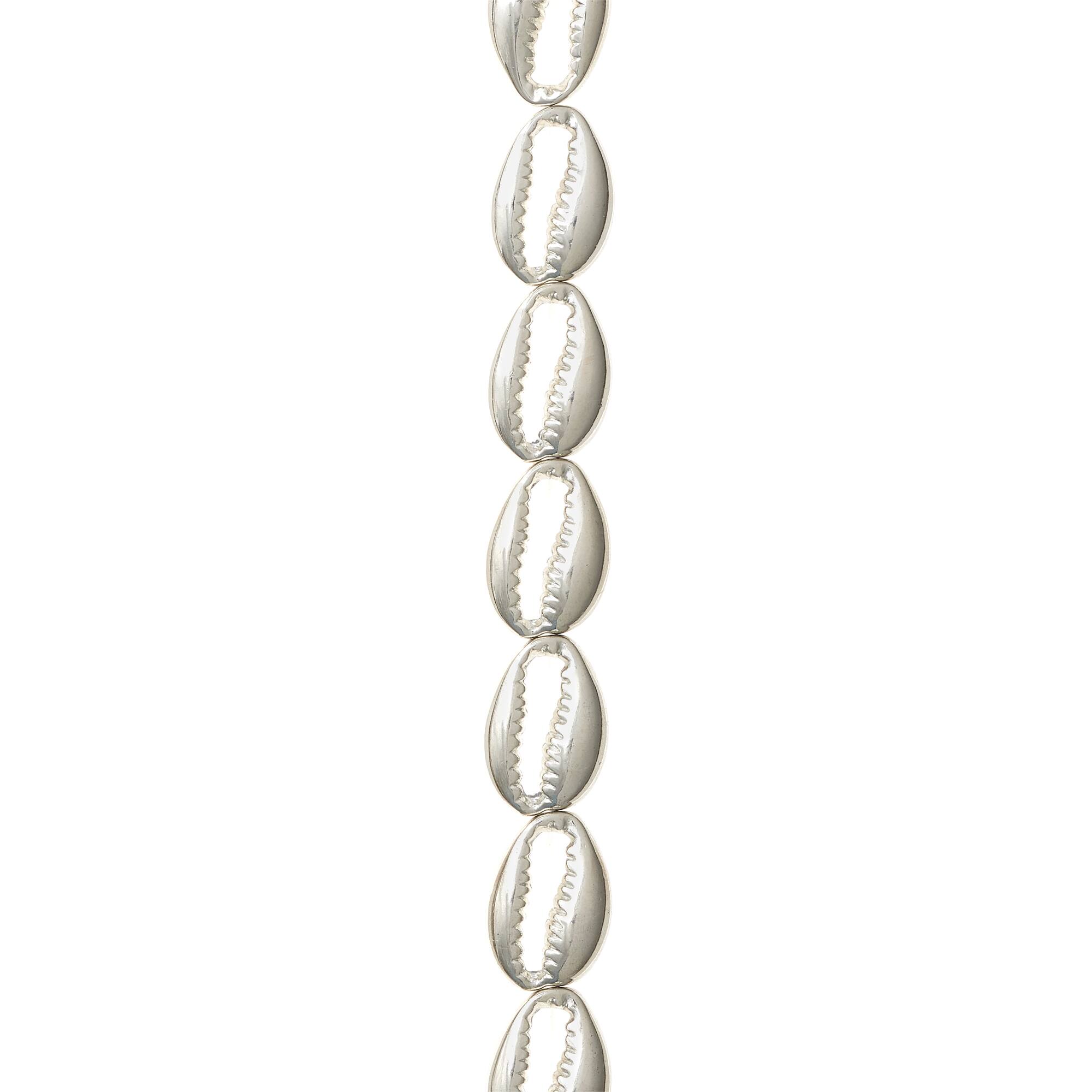 Rhodium Zinc Alloy Cowry Shell Beads, 17mm by Bead Landing®